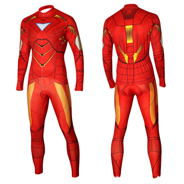 Iron Man Cycling Long Sleeve Jersey+Pants Man of Steel Bicycle Set